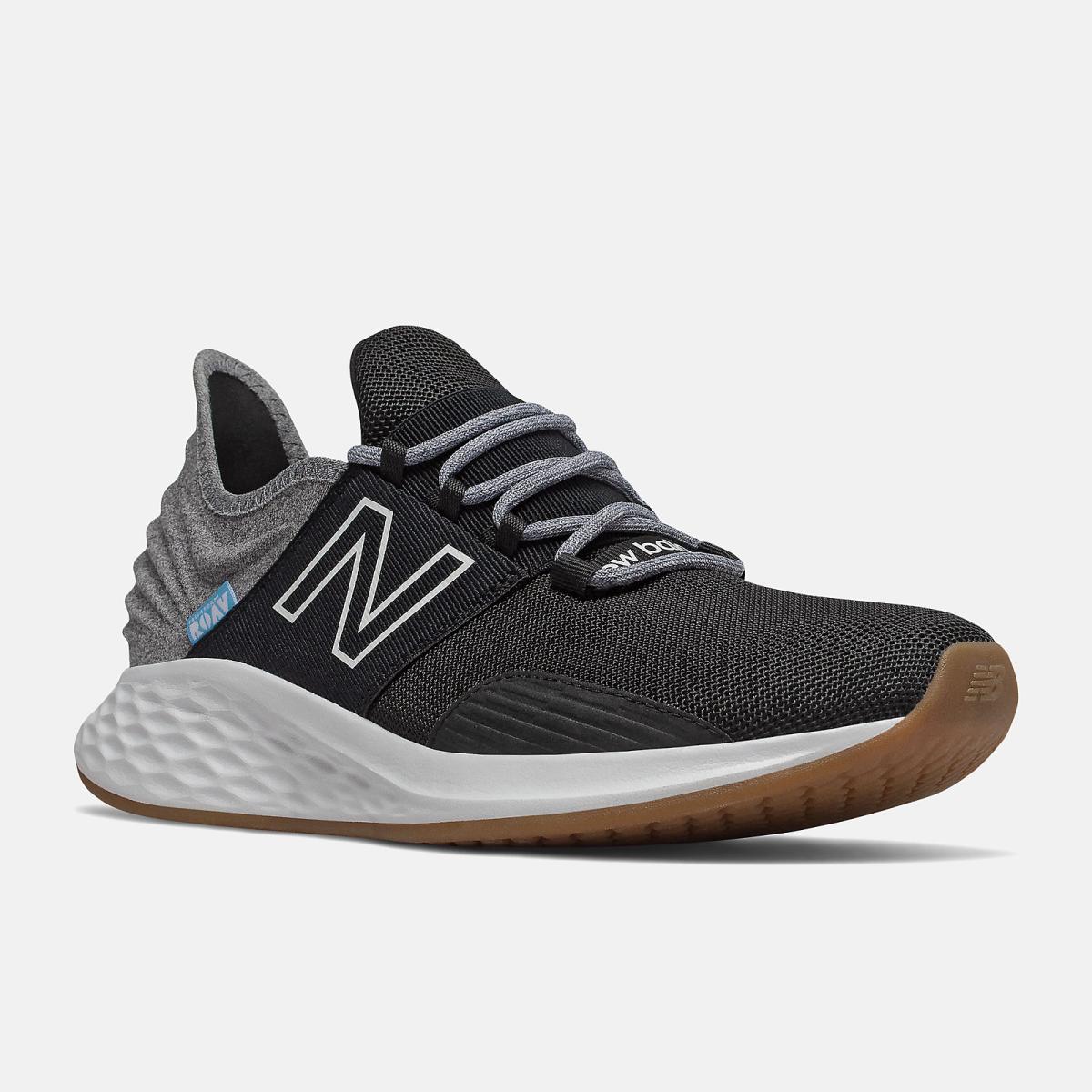 Walking | Men New Balance Fresh Foam Roav Tee Shirt Black With Light Aluminum